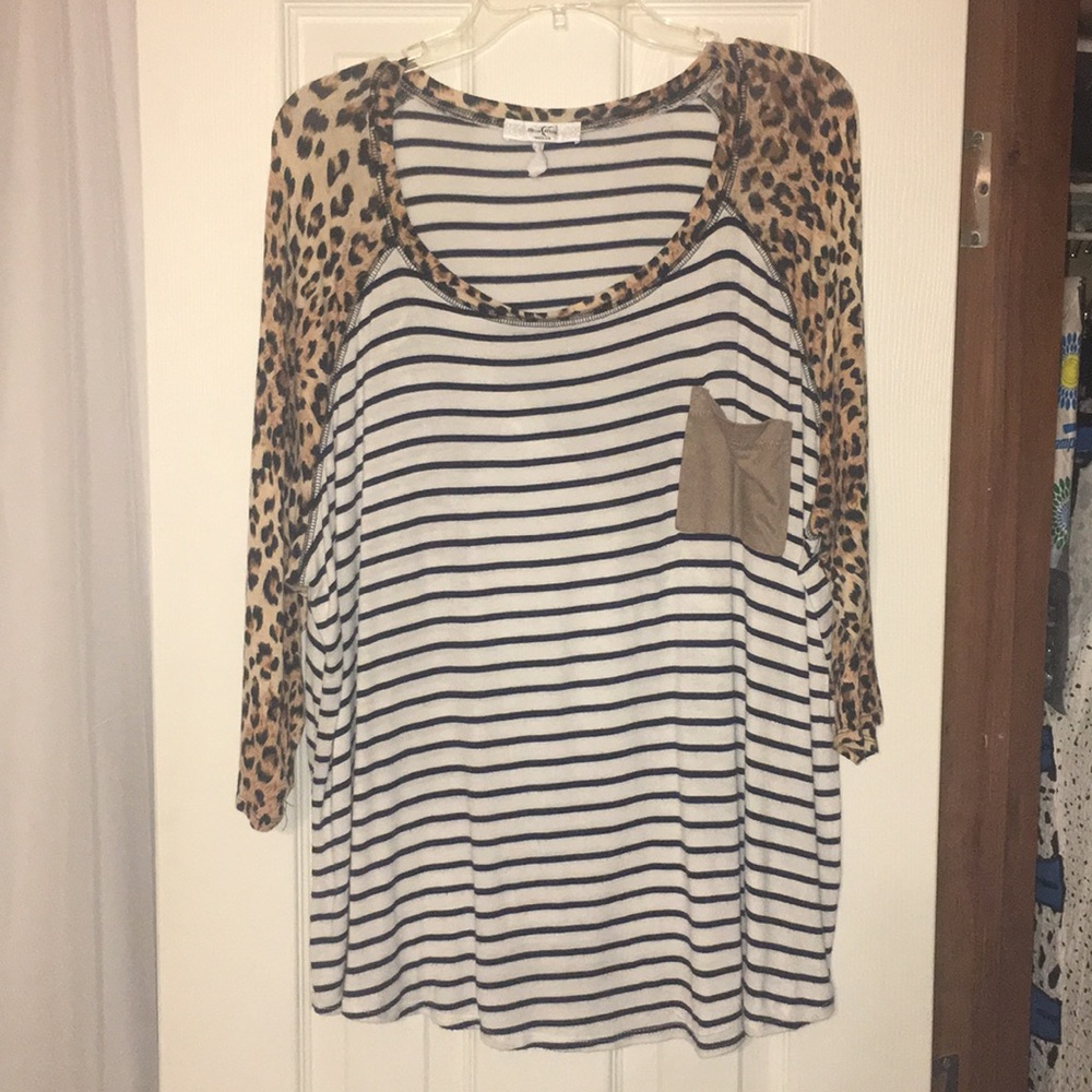 Leopard and stripe tshirt